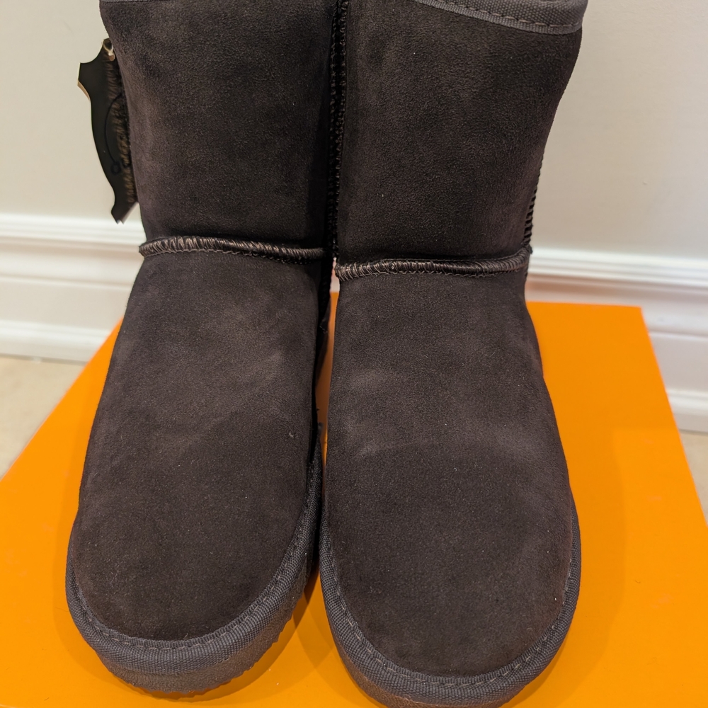 Classic Short Suede Winter Boots in Dark Chocolate